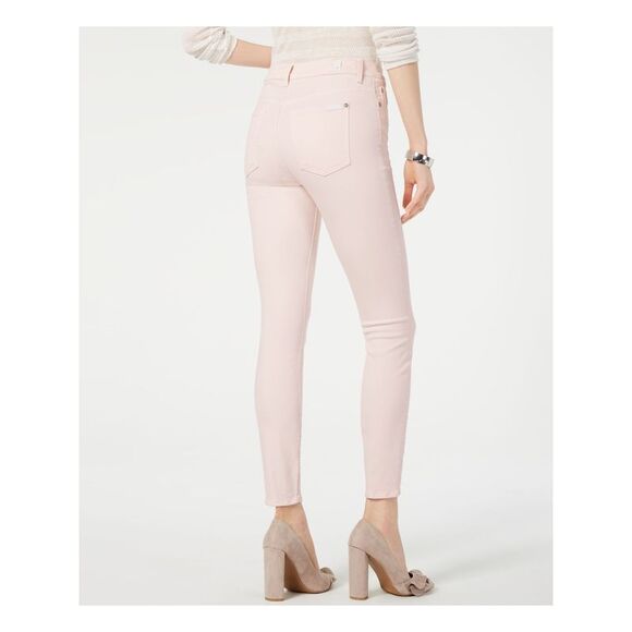 NWT 7 FOR ALL MANKIND Womens Pink Zippered Pocketed Skinny Pants Size: 30 Waist - Picture 2 of 4